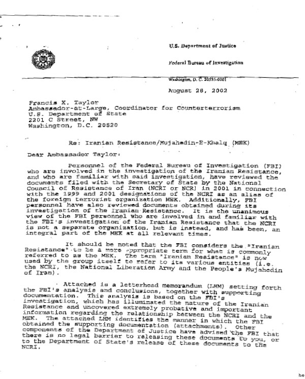 2002 FBI report on MEK