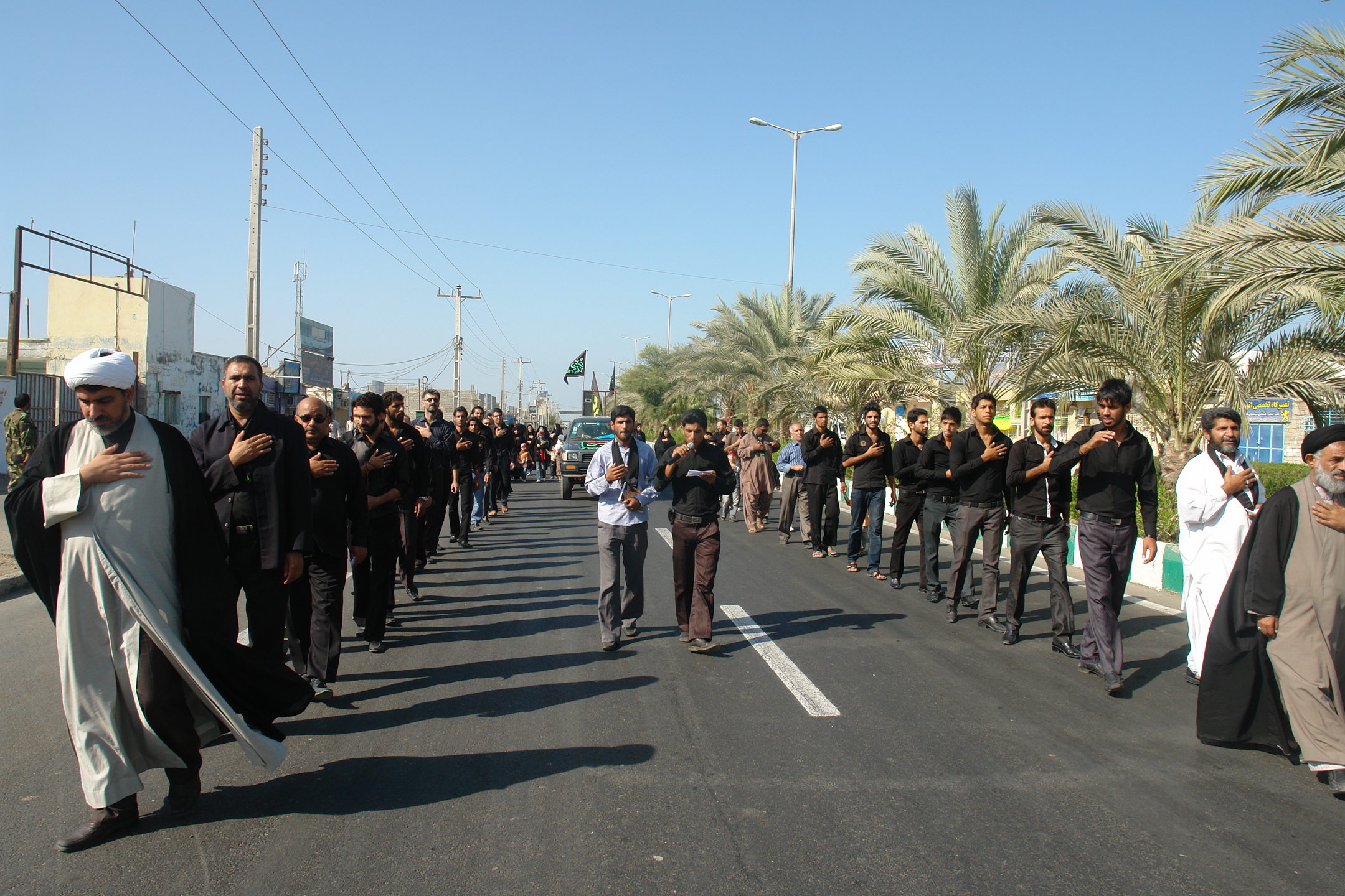 The mourning procession several minutes before the blast